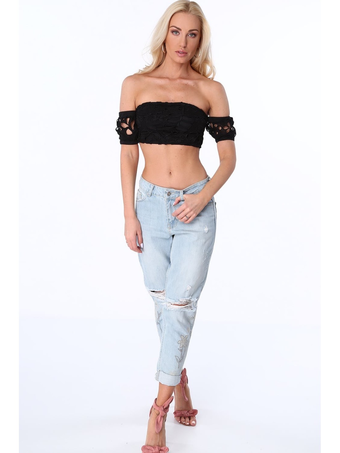 Black openwork Spanish top ZZ341 - Online store - Boutique